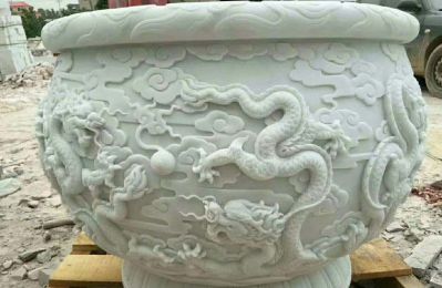 汉白玉龙浮雕庭院别墅水缸博鱼网页版
