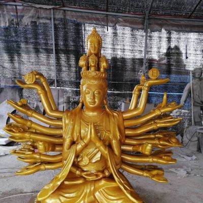 寺庙大型玻璃钢喷金烤漆千手观音博鱼网页版