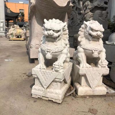 大理石汉白玉浮雕狮子庭院别墅看门镇宅摆件