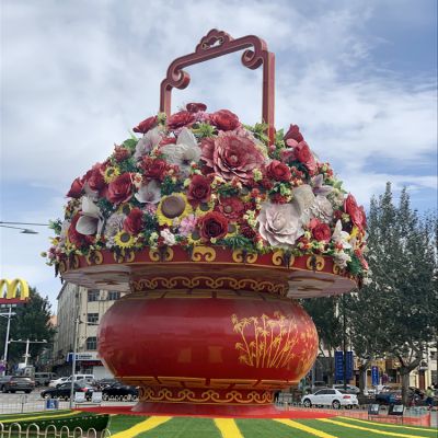 玻璃钢彩绘大型户外景观大花篮博鱼网页版