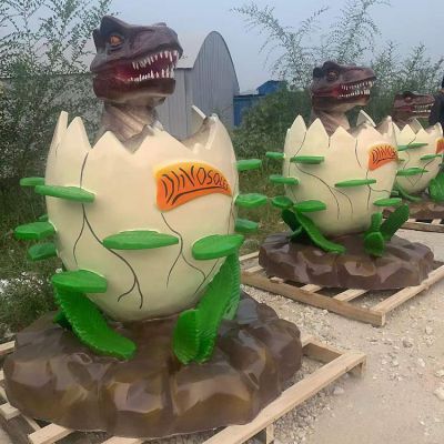 户外仿真大型玻璃钢恐龙动物博鱼网页版 游乐园蛋壳装饰 卡通树脂恐龙蛋博鱼网页版