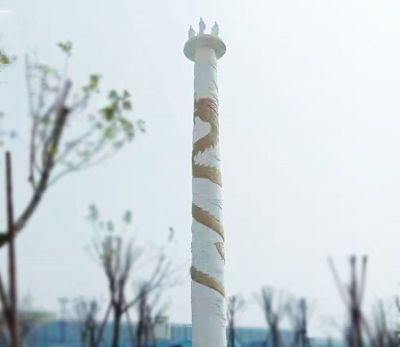 园林景观大理石漆金龙柱