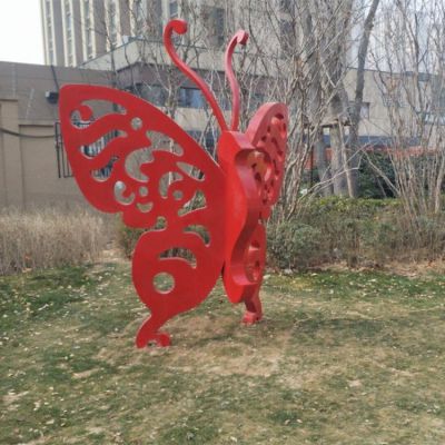 不锈钢蝴蝶博鱼网页版 镂空动物摆件大型城市广场景观小品