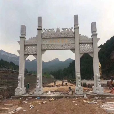 大理石石雕园林户外村口仿古做旧牌坊