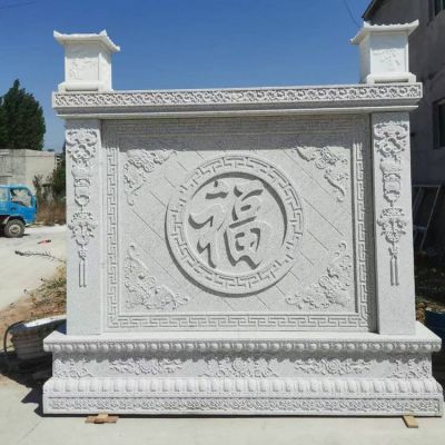 石雕浮雕壁画花岗岩中式庭院玄关青石屏风影壁墙晚霞红背景墙摆件博鱼网页版