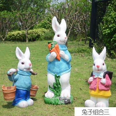 公园三只树脂彩绘兔子博鱼网页版