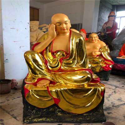 玻璃钢彩绘贴金鎏金寺庙十八罗汉博鱼网页版