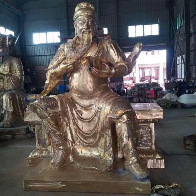 不锈钢铜雕看书的鎏金武财神关公博鱼网页版