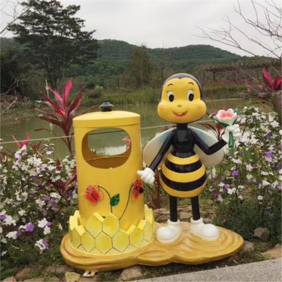 玻璃钢卡通蜜蜂垃圾桶博鱼网页版景区园林摆件