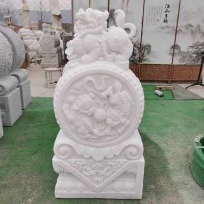 汉白玉石雕浮雕别墅小区抱鼓石博鱼网页版