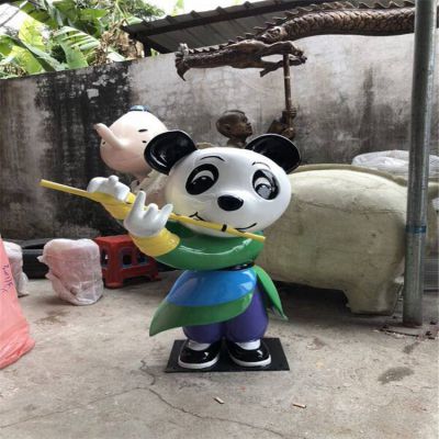 幼儿园户外玻璃钢彩绘卡通熊猫博鱼网页版 游乐园景观摆件