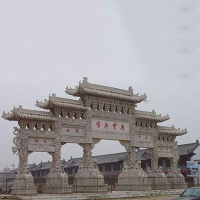 大型户外景观中式门楼石雕牌坊博鱼网页版