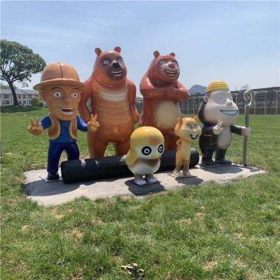 动画片人物玻璃钢卡通商场美陈摆件熊出没
