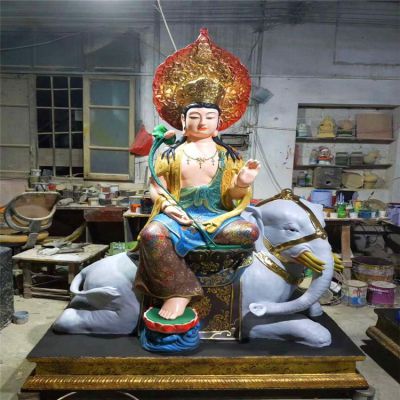 玻璃钢彩绘寺庙人物景观佛像文殊普贤博鱼网页版