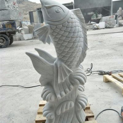 庭院水池装饰大理石雕刻鲤鱼喷水博鱼网页版