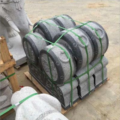 花岗岩雕刻花开富贵庭院门口两侧摆放抱鼓石