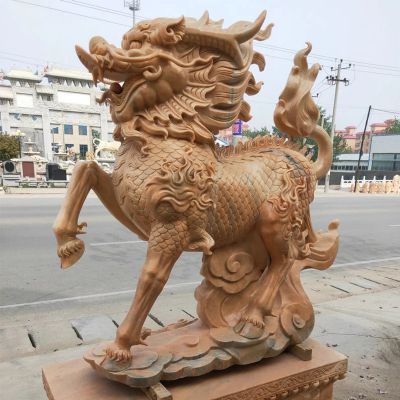 户外景区广场黄蜡石石雕神兽麒麟博鱼网页版