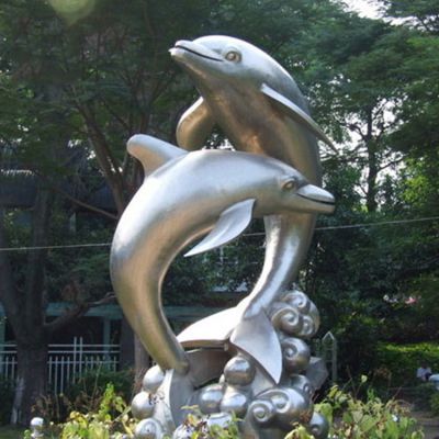  户外园林广场景观不锈钢大型海豚博鱼网页版
