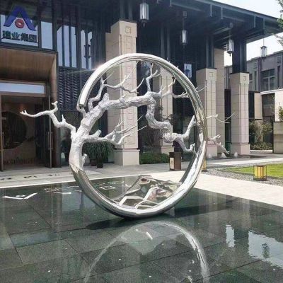 酒店会所不锈钢镜面树枝圆环博鱼网页版