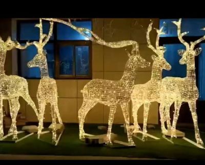 公园不锈钢镂空创意太阳能夜晚照明梅花鹿
