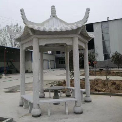 大理石石雕户外园林六角凉亭博鱼网页版