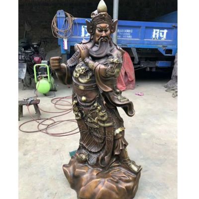 玻璃钢仿铜关公雕像