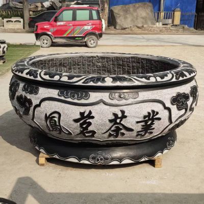 青石浮雕仿古庭院户外养鱼荷花水缸