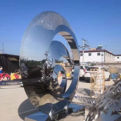 镜面不锈钢户外园林景观圆环倒水
