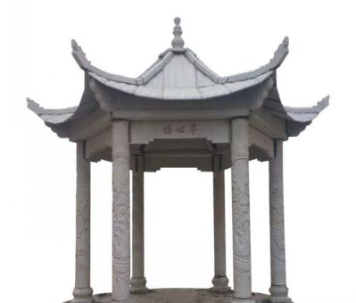 医院花园摆放青石仿古建休息凉亭摆件