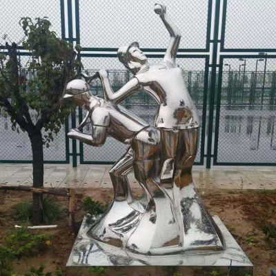 打网球，不锈钢镜面抽象体育运动人物景观博鱼网页版