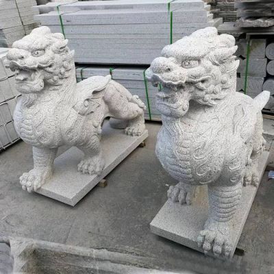 企业公司门口摆放大理石雕刻狮子大象招财镇宅瑞兽博鱼网页版