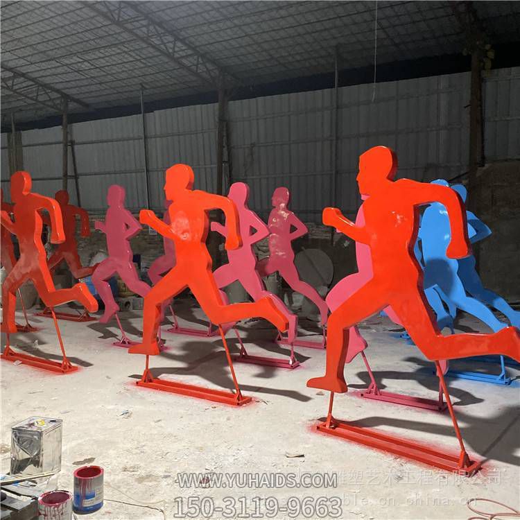 运动主题博鱼网页版不锈钢抽象彩绘跑步造型博鱼网页版