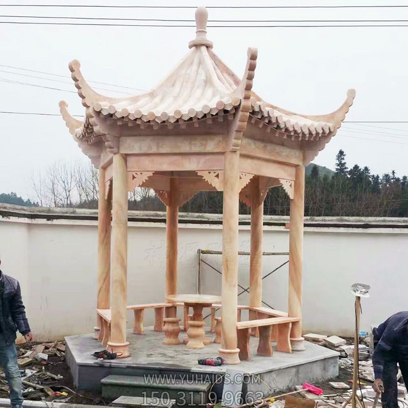 中式庭院摆放晚霞红休息凉亭座椅博鱼网页版