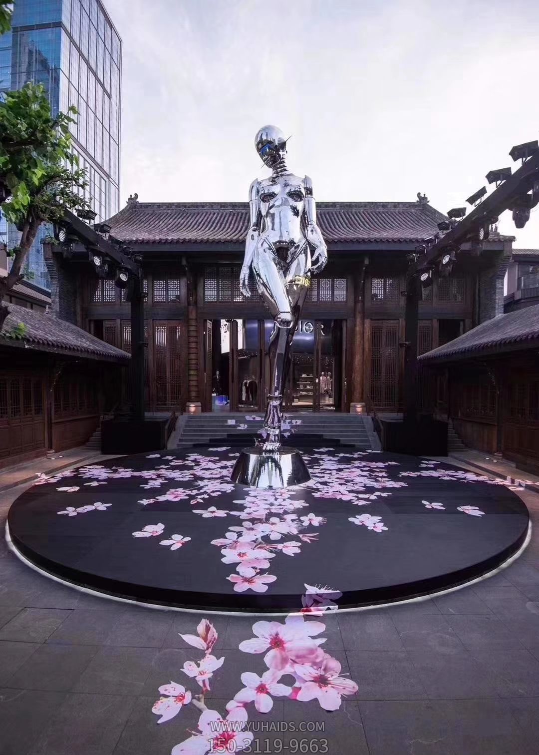 不锈钢大型城市景观人物景观不锈钢镜面抽象女孩博鱼网页版