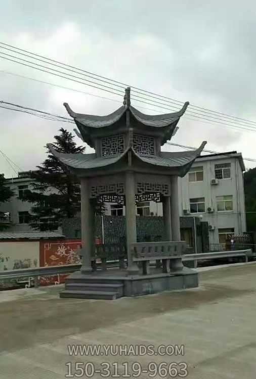 六角石凉亭 花岗岩旅游区景观石亭子 长廊花架 博鱼网页版