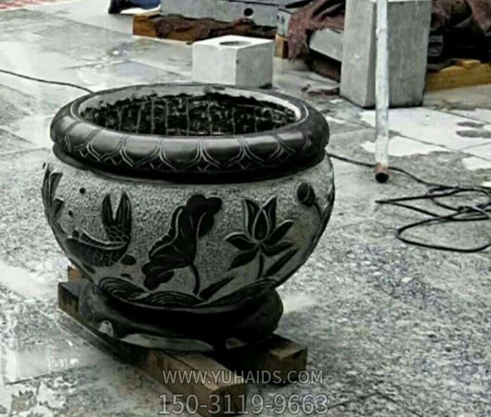 仿古招财水缸石雕荷花博鱼网页版
