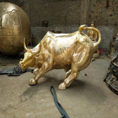 广场大型黄铜喷金烤漆创意华尔街牛博鱼网页版