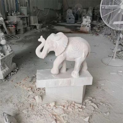公司企业门口摆放大理石雕刻小象博鱼网页版