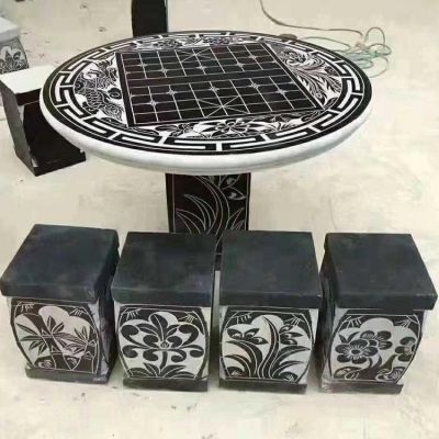 青石石桌石凳花岗岩是庭院公园空心方形圆形创意石桌石凳博鱼网页版