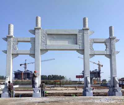 大型四柱简约村口汉白玉牌坊博鱼网页版