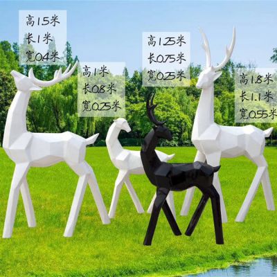 户外美陈摆件不锈钢几何小鹿