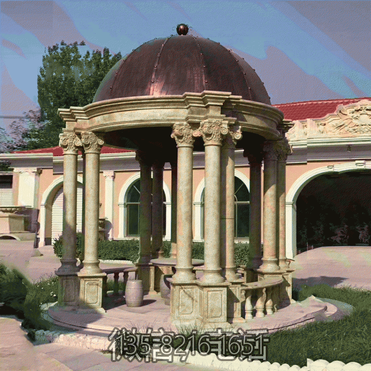铁艺穹顶欧式石雕凉亭