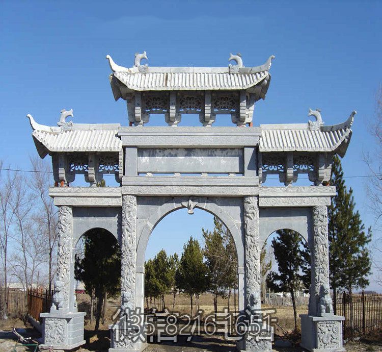 花岗岩公园园林石雕牌坊