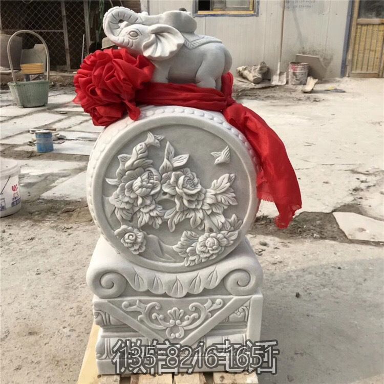 吉祥门墩汉白玉大象抱鼓石