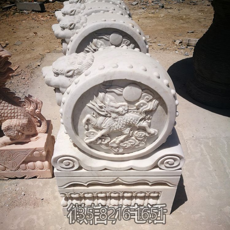 酒店公司门口摆放汉白玉抱鼓石门墩门口装饰工艺博鱼网页版