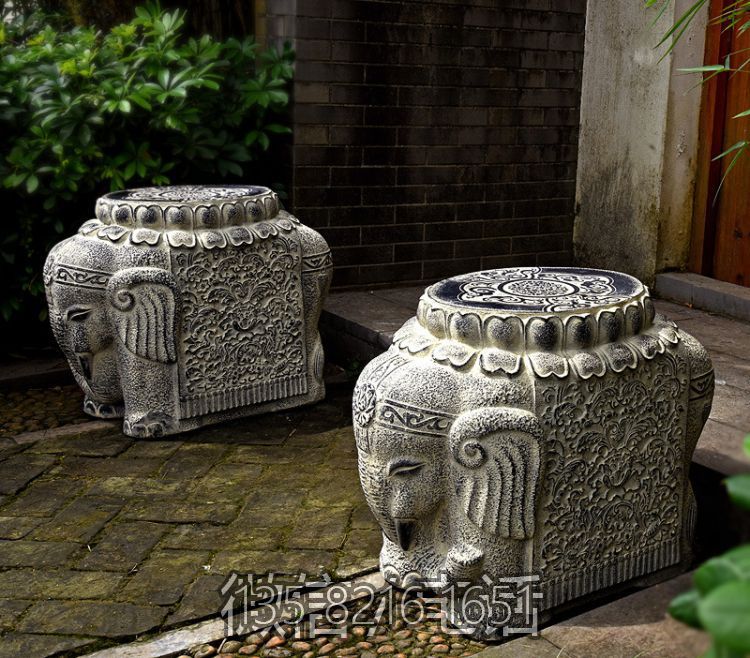 吉祥小象石门墩，庭院别墅仿古抱鼓石