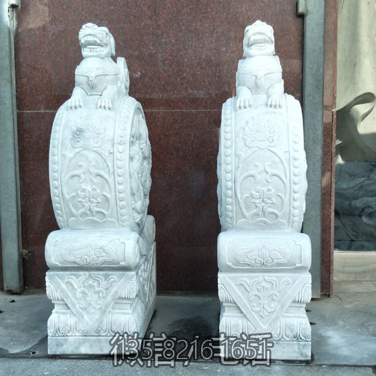 汉白玉狮子抱鼓石门墩