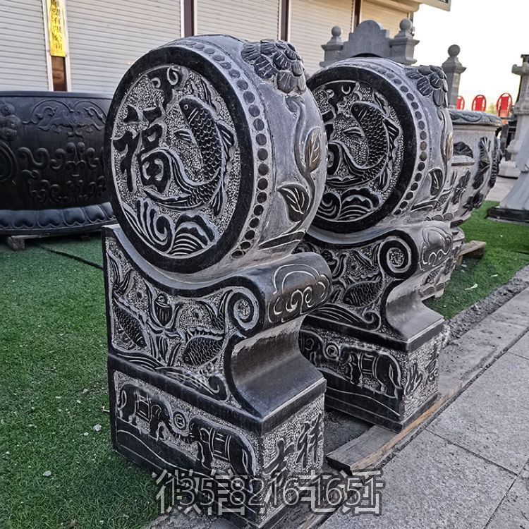 福字青石抱鼓石门墩