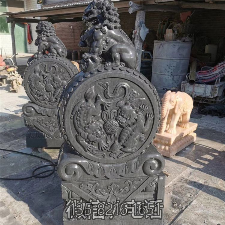 抱鼓石中式仿古石雕门墩摆件