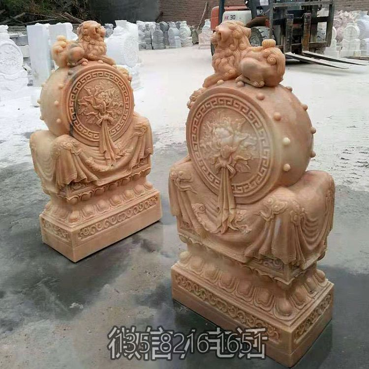 晚霞红家用抱鼓石门墩